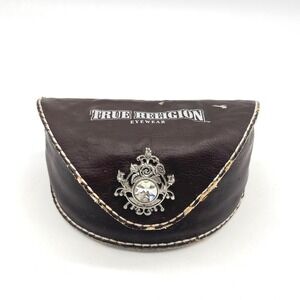 True Religion Eyewear Sunglasses‎ Case Brown Embellished Logo Designer